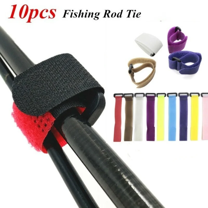 10pcs  Lu Ya Tie Rod Strap Thickened Fishing Rod Strap Magic Strap Fishing Equipment Elastic Lu Ya Tie Rod Strap