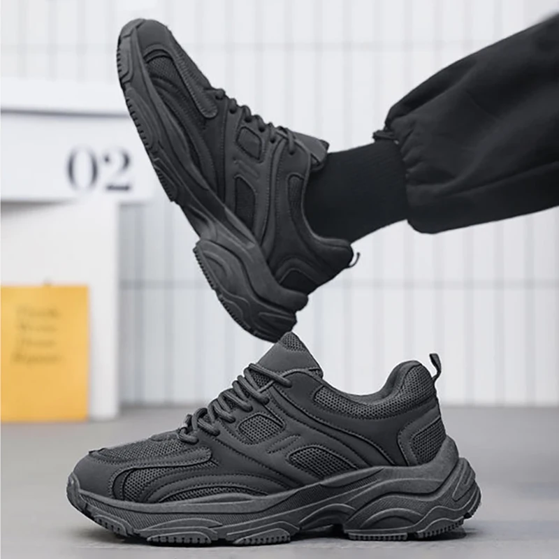 Oulylan في الهواء الطلق عدم الانزلاق أحذية رياضية عادية تنفس شبكة حذاء رياضة الرجال لون نقي Runshoes خفيفة الوزن سميكة وحيد أحذية العمل