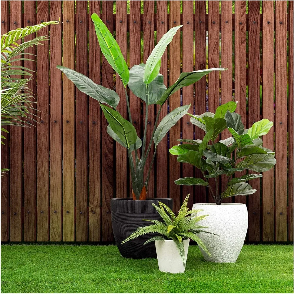 Naturae Decor Fiddle Leaf Tree - Lifelike Artificial Indoor and Outdoor House Plant - UV Resistant - 35 in High