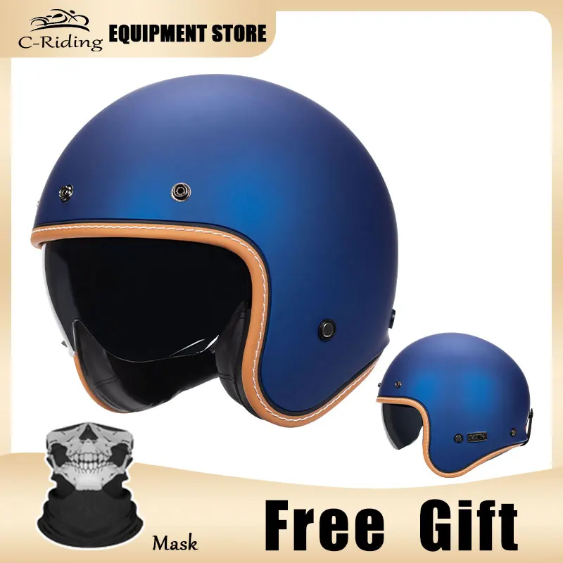 DOT Approved Jet Helmet Men Women Retro Open Face Helmet 3/4 Motorcycle Helmets Classic Half Helmet Four Season Capacete De Moto