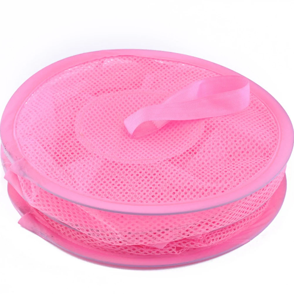 

3 Compartments Storage Organizer Bag Foldable Mesh For Clothes Storage Basket Shoes Laundry Kids Room Pink