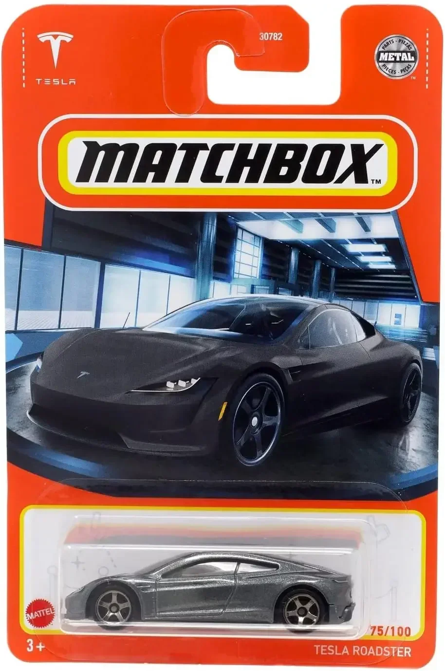 Original Mattel Matchbox Tesla Car 1/64 Diecast Roadster Grey Slivery Super Sportcar Vehicle Toys for Boy Children Birthday Gift