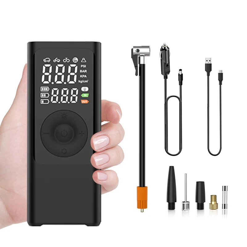 

Portable Car Tire Inflator Rechargeable Electric Air Compressor Digital Cordless Corded SOS Light Emergency Auto Vehicle Pump