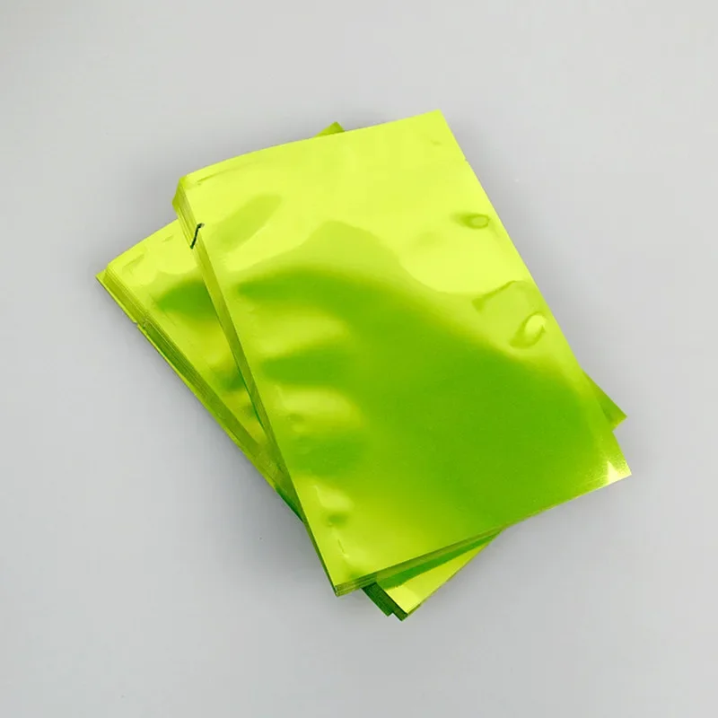 200pcs/lot 10*15cm Green aluminium foil flat bag, colored mylar plating facial mask waterproof storage plain pouch-liquid bags