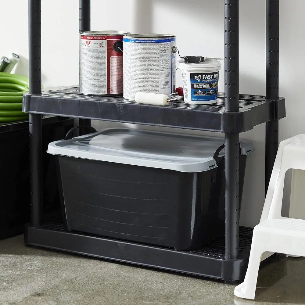 ชุดกล่องเก็บของ 6 ชิ้น ทนทาน ความจุ 55 ควอร์ต ซ้อนกันได้และล็อคได้ สำหรับจัดระเบียบบ้าน พร้อมหูหิ้ว