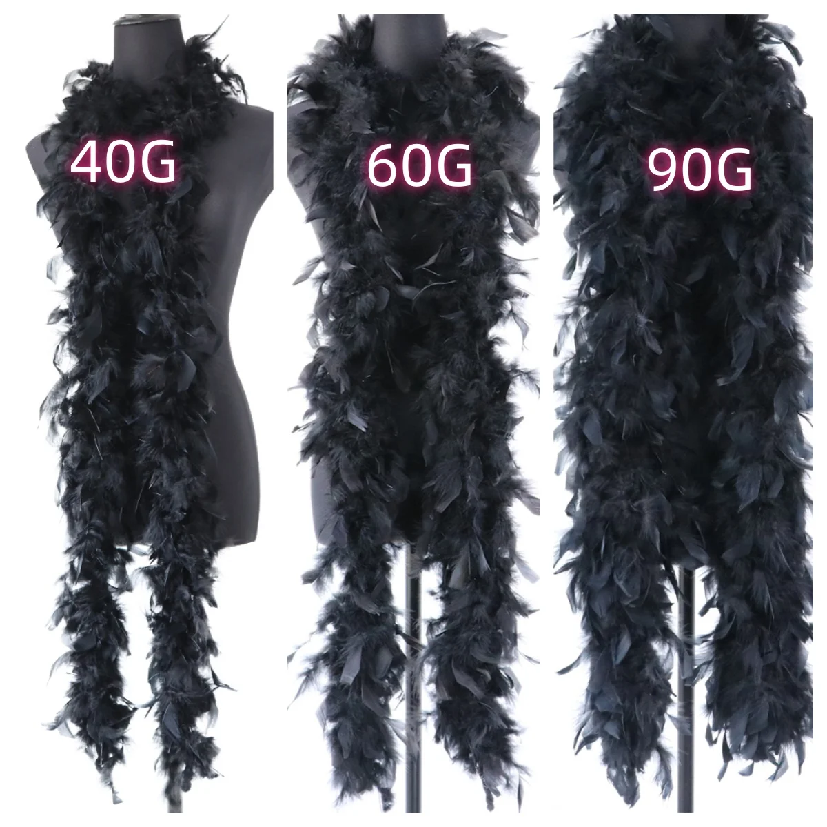 2 Yard Black Turkey Feather Boa Turkey Plumes Shawl Diy Christmas Party Wedding Dress Scarf Clothes Decoration Feather Crafts