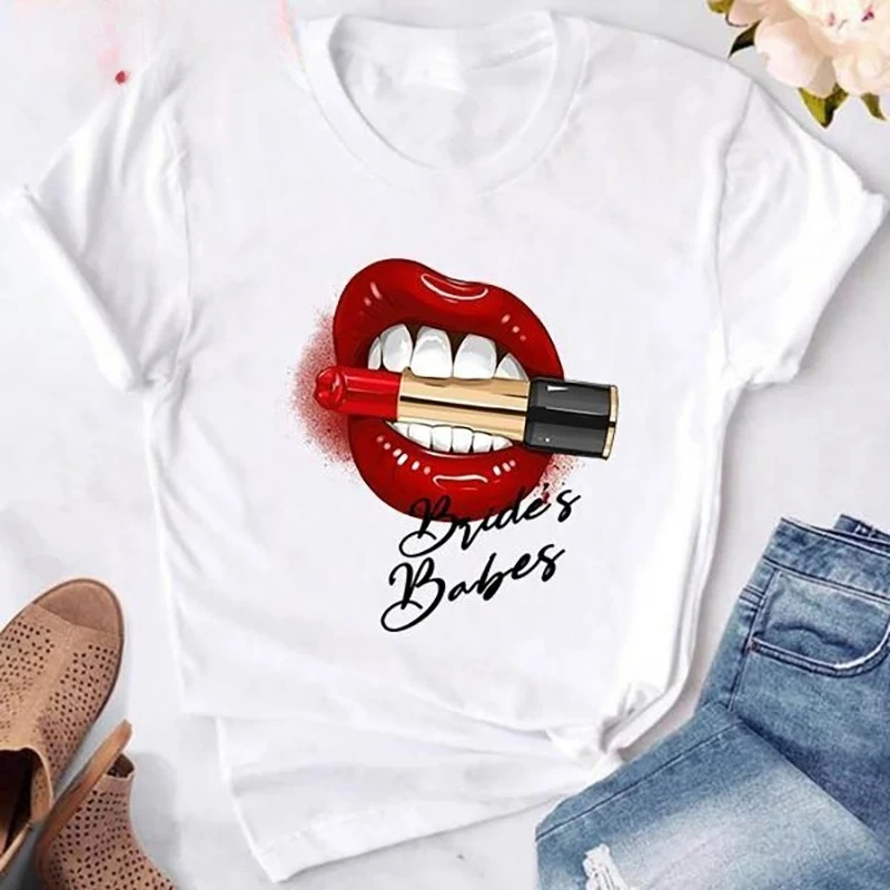 Summer T Shirt Funny Hen Party Bride Squad Tribe Bride Brides Babes Maid of Honor  of The Bride  of The Groom  Women Clothes