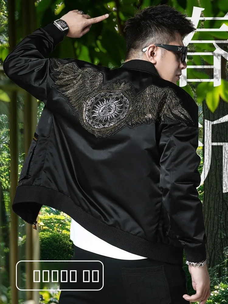 

Модная мужская бейсбольная куртка на весну-осень с воротником-стойкой, приталенного кроя, из полиэстера, с длинными рукавами, на молнии, верхняя одежда