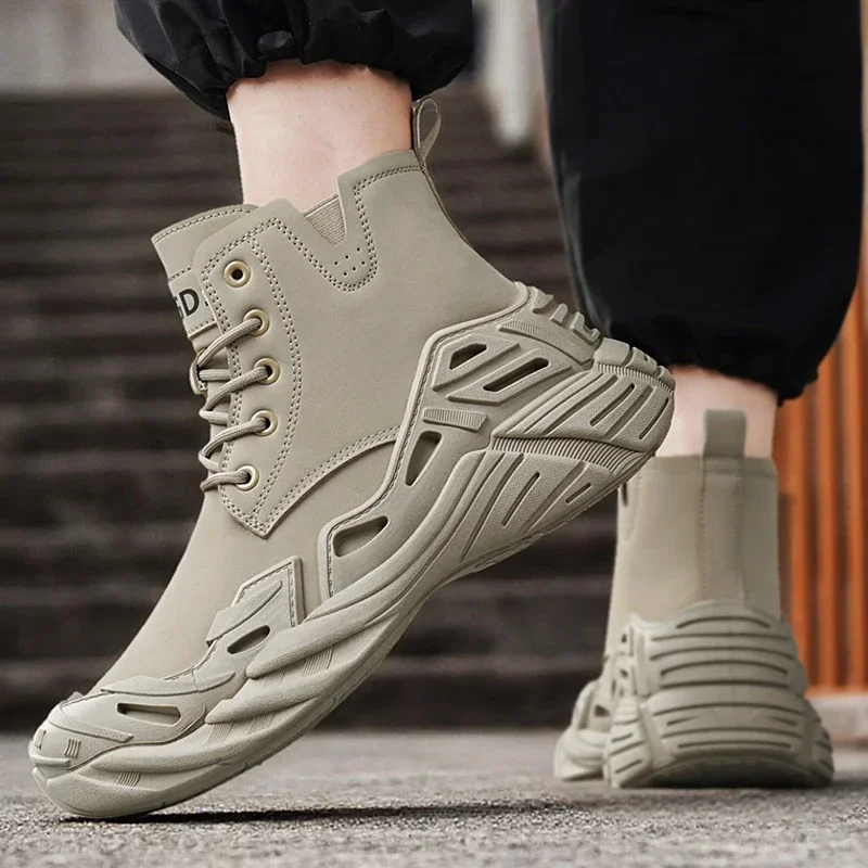 

Men Tactical Boots Outdoor Hiking Shoes with Straps for Combat Training Waterproof Straps Breathable Motorcycle Zapatillas Male