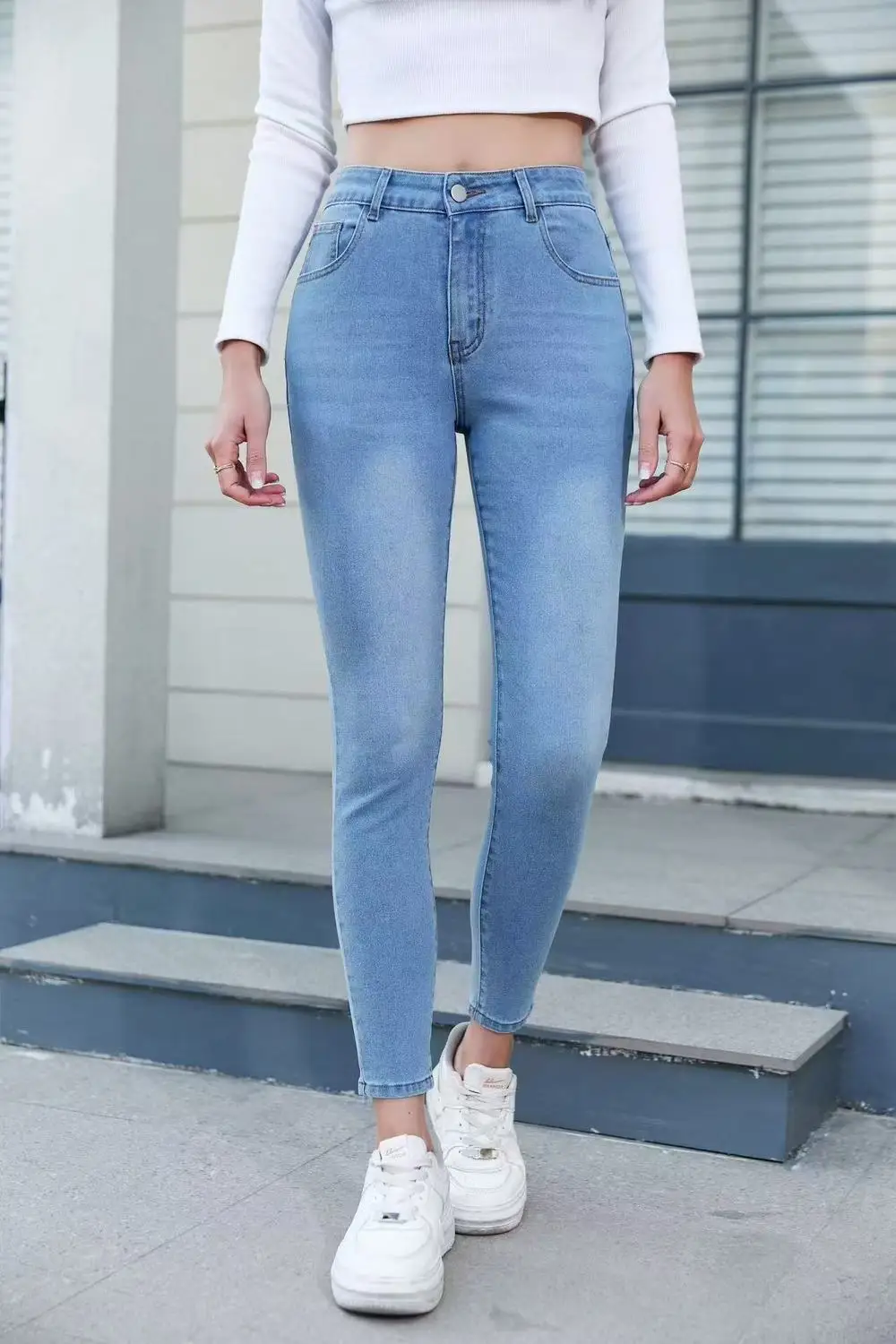 

Spring and Summer New Women's Jeans Commuting High Waisted Slim Fit Long Pants