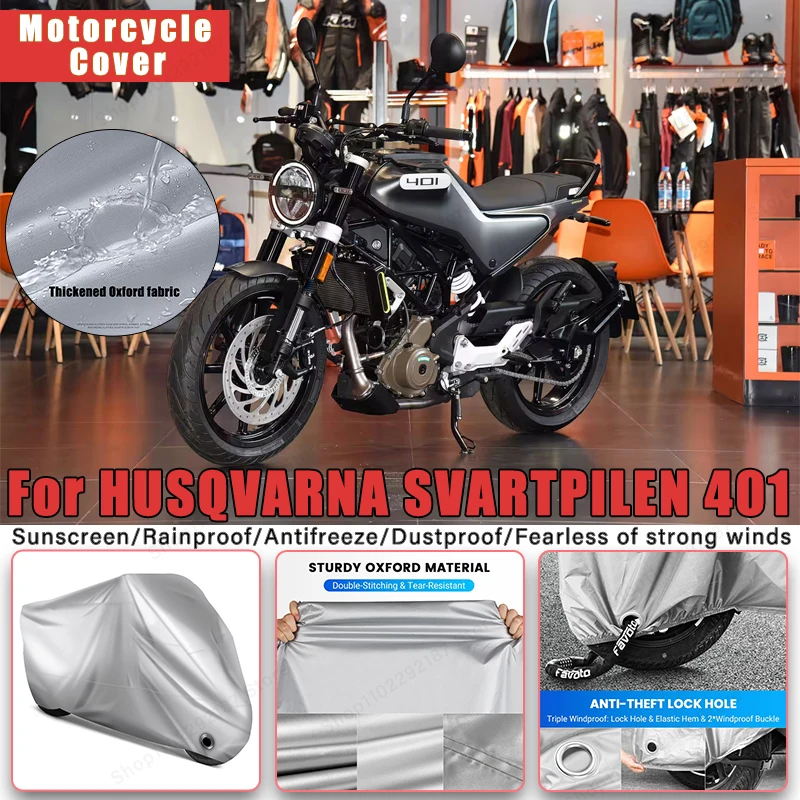 

For HUSQVARNA SVARTPILEN 401 No Ear Motorcycle Cover - Outdoor Full Body Protection, Waterproof Dustproof Sunscreen Accessories