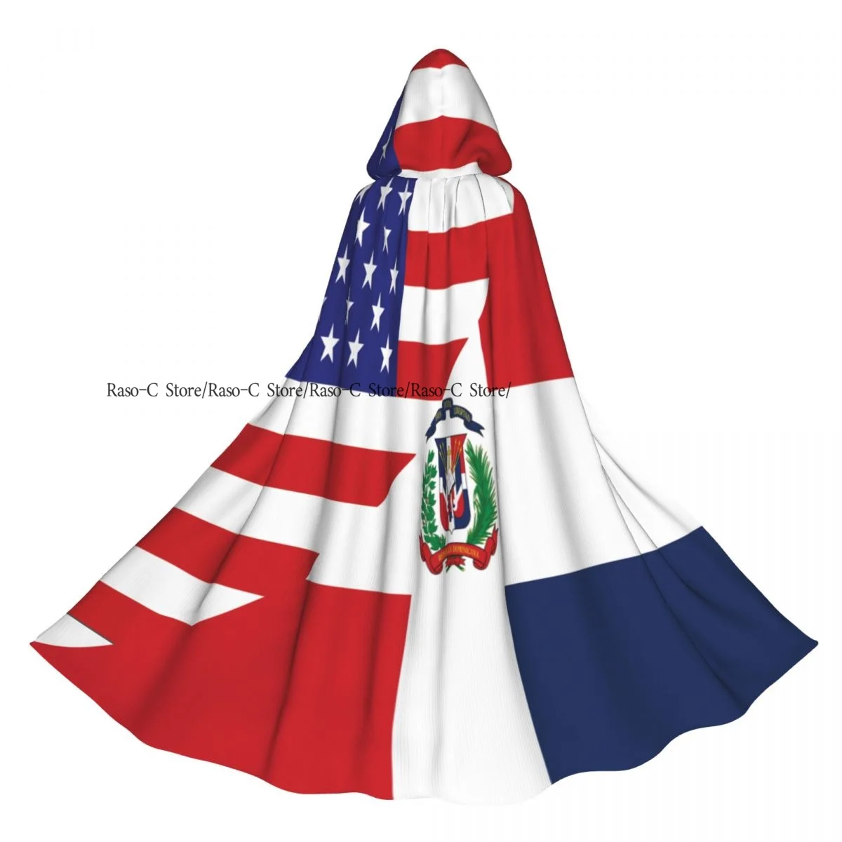 

Hooded Cloak Unisex Cloak with Hood US Flag And Dominican Republic Flag Cloak Vampire Witch Cape Cosplay Costume
