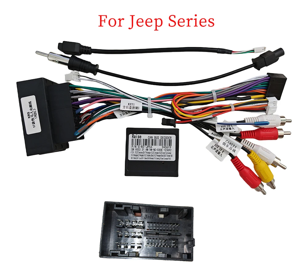 

Car Radio Stereo Wiring Harness Cable Adapter Android MP5 Player Stereo For Jeep Wrangler Cherokee Compass Renegade 2016-2023