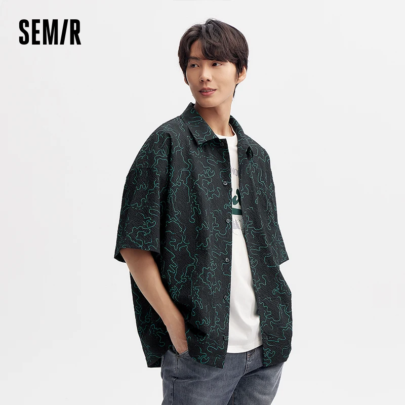 Semir Short-Sleeved Shirt For Men 2024 Summer New Oversize Men Wear Textured Top Casual Beach Style