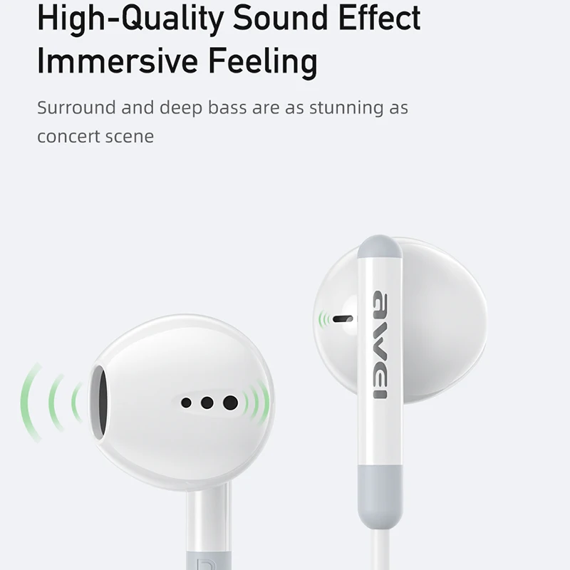 Awei PC-6T Type-C Wired Headphones In-Ear Headset Wired Earphones With Mic Volume Control Compatible For All Mobile Phones