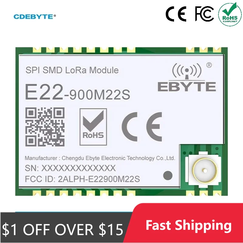 SX1262 LoRa Wireless Maodule CDEBYTE E22-900M22S 22dBm 915MHz SMD 32M High-Precision TCXO RF Module for LDO DC-DC Power Supply