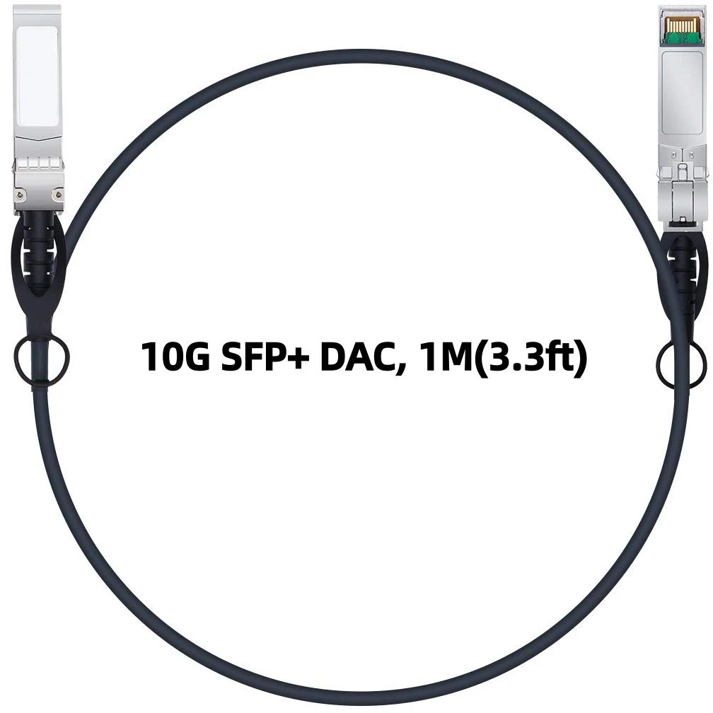 Fiber SFP+ Cable, 10G SFP+ DAC, 1M(3.3ft), Passive Direct Attach Copper Twinax Cable for Cisco Ubiquiti Mikrotik Intel Netgear