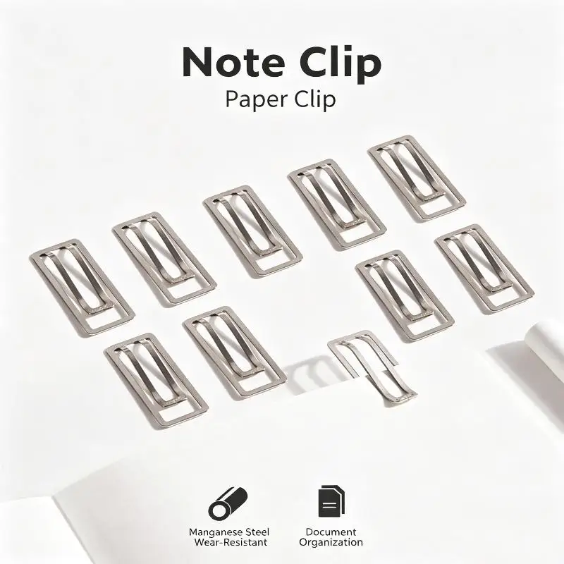 10pcs Square Thickened Binder Clips - Metal Paper Clips - Office Supplies For Documents, Notes & Bookmarking