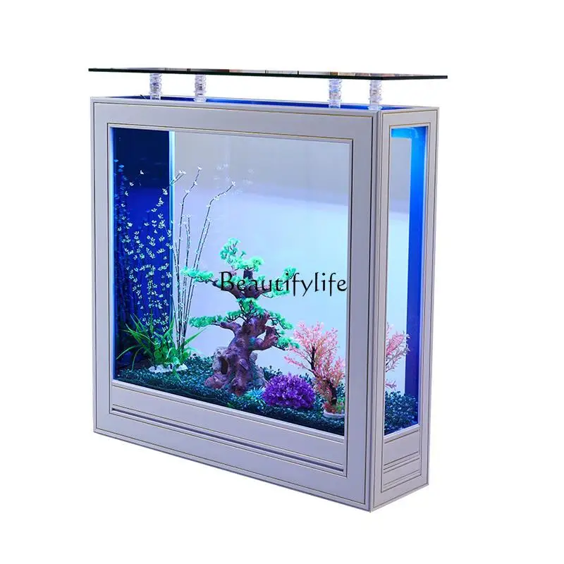 

Floor Fish Tank Vertical Ecological Partition Glass Smart Home Filter Living Room Landscape against the Wall