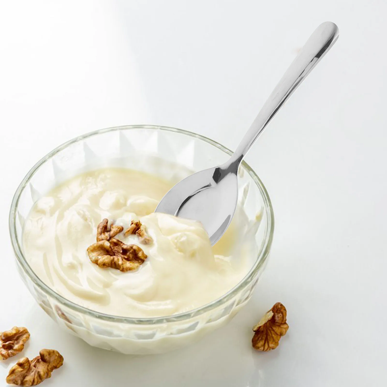 Cuchara de fondo plano de acero inoxidable, cucharas de cena para sopa, cereales, Ramen japonés asiático, postre, cubiertos, cocina