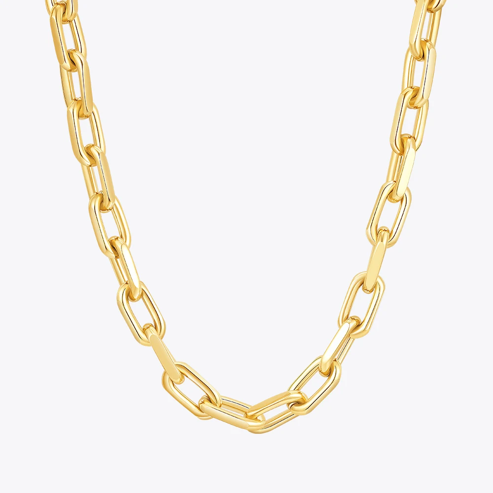 ENFASHION Collares Para Mujer Big Link Chain Oval Necklace For Women's Stainless Steel 18k Gold Plated Jewelry Party Gift 243448