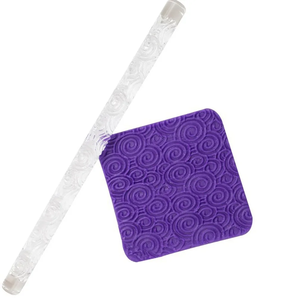 Acrylic Rolling Pin Non Stick Lightweight Fondant Rolling Pin Ergonomic Handle Clouds Plum Blossom Engraving Rolling Pin