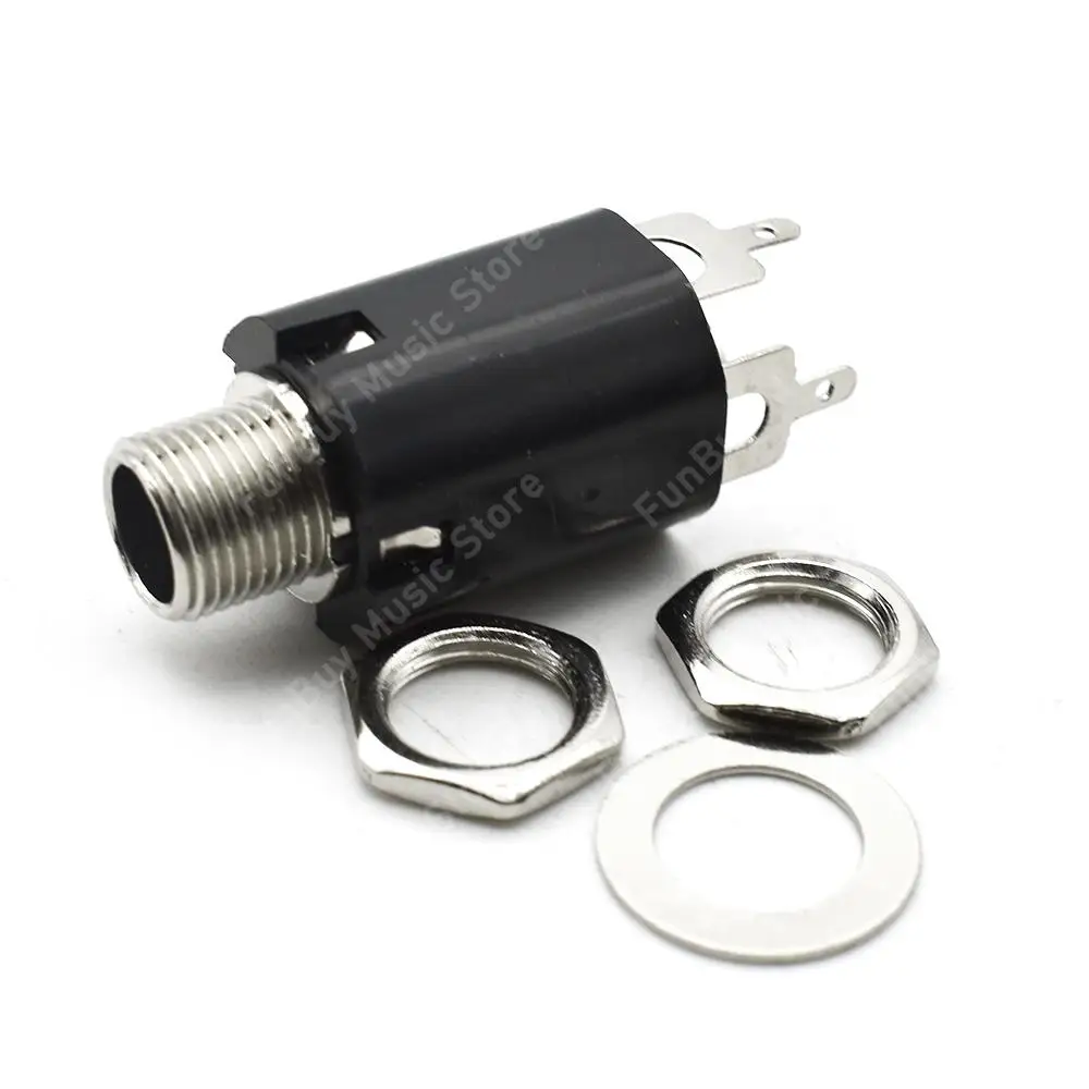 Guitar Endpin Jack 6.35mm Plug Sockets Threaded Cycinder Guitarra Pickup Endpin Output Jack with Brass Endpin Cover Dropship