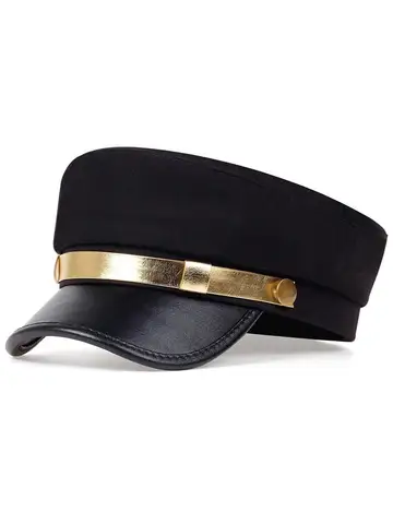 Unisex Leather Eaves Military Hats Flat Top Baseball Caps For Women Outdoor Sports Cadet Sunscreen Hat