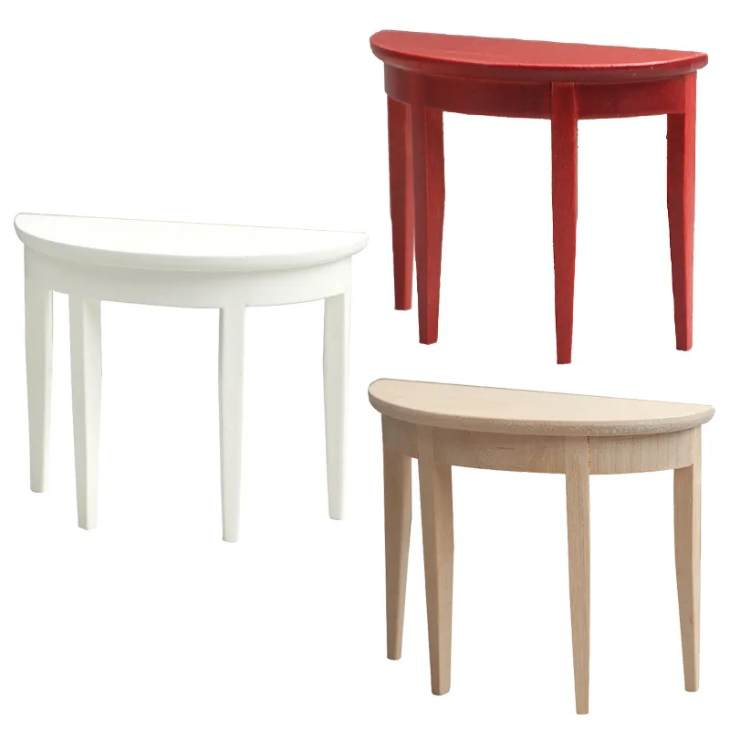 

Креативный 1:12 кукольный домик, мини-мебель, мини-модная игрушка, полустол цвета красного дерева, прихожая, круглый стол, фигурки