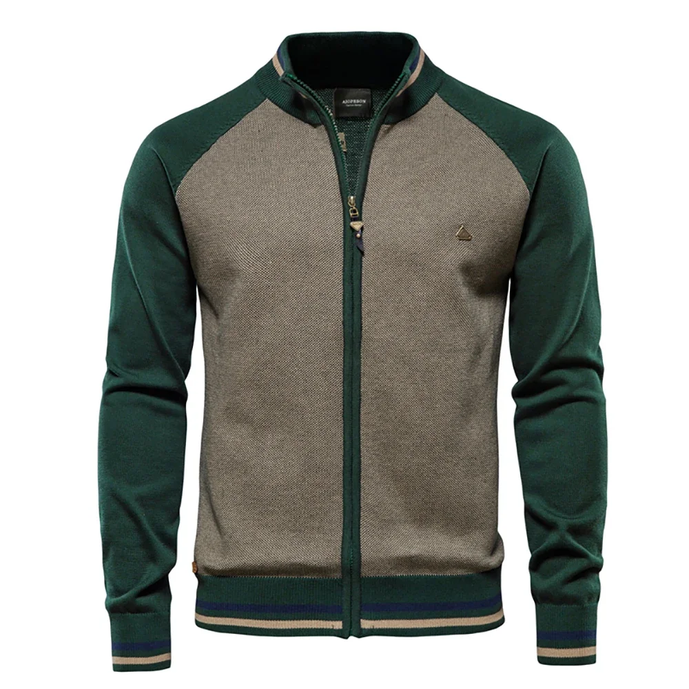 Spliced Cardigan Men Streetwear Casual High Quality Cotton Sweater Men Winter Fashion Brand Cardigans for Men