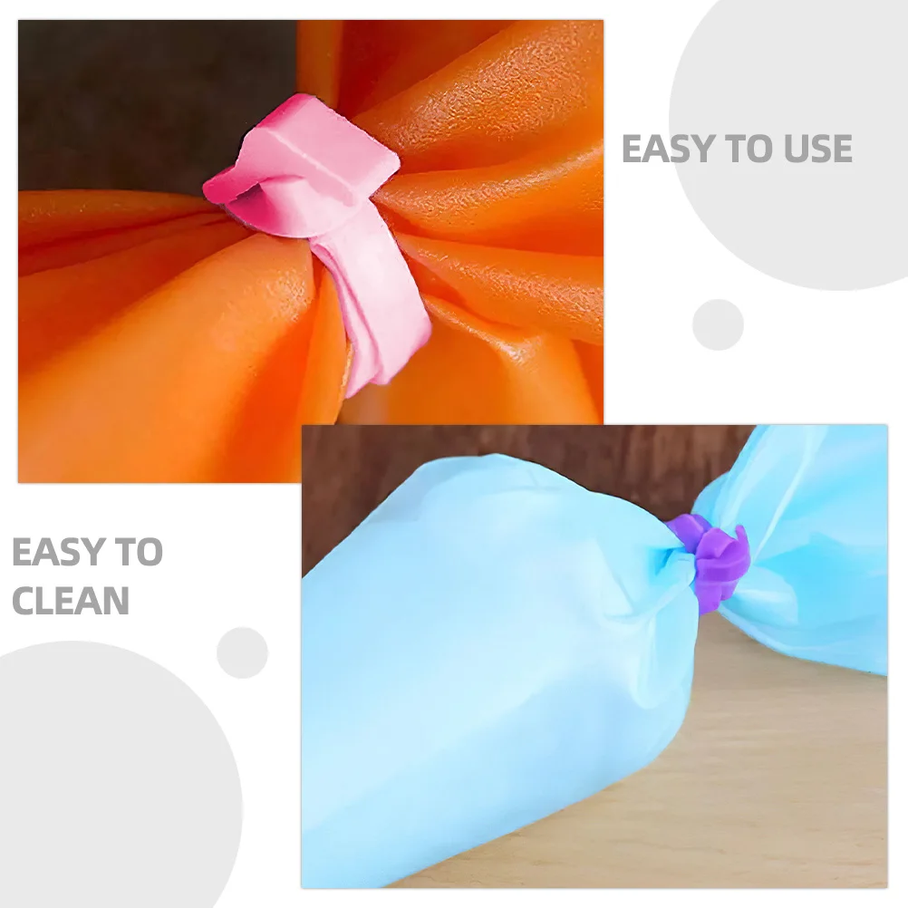 

50 Pcs Piping Bag Clips and Ties Silicone Decorating Reusable for Chips Pastry Seal