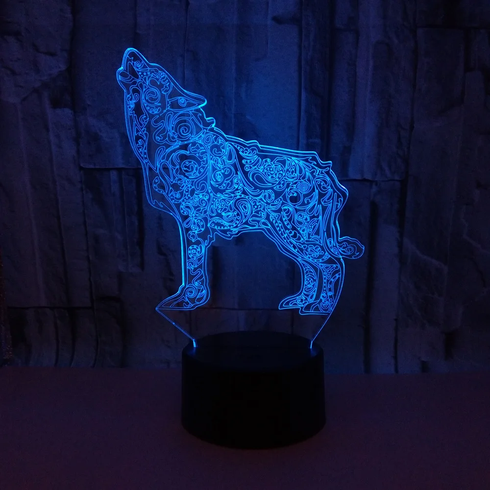 New Wolf 3d Night Lamp 7 Color Changes Kids Lights Lamps Luminaria De Mesa Kids Room Led Mini 3d Lamp image 5