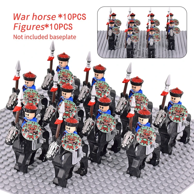 MOC Qing Dynasty Medieval Royal Guards Castle Knights Warriors Eight Banners figures Model Building Bricks Blocks Toys for kids