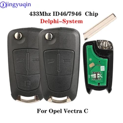 jingyuqin New Remote 433Mhz ID46/PCF7946 Car Key For Opel Vectra C Delphi-System Hu43 Blade Folding Key