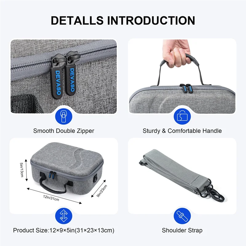 

Exquisite Workmanshipp-Large Carrying Case For Meta Quest 3 Accessories, Storage Case Bag For Quest 3 VR Headset, Controller Gri