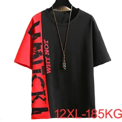 Large size extra Plus summer T Shirt loose 185kg cotton round neck half short sleeve t-shirt men's clothing 12XL 10XL 11XL