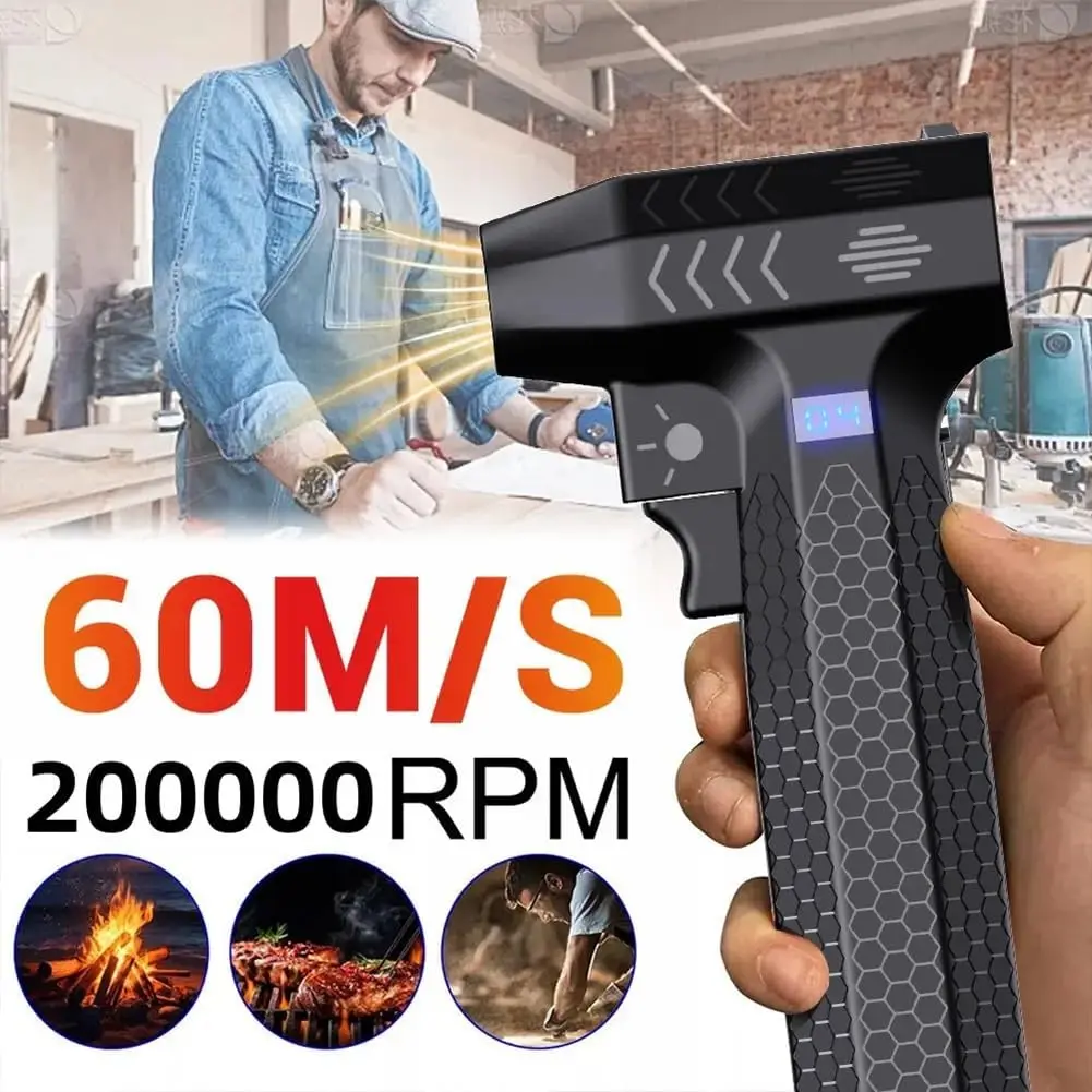 200000 RPM Electric Air Blower 60m/s Brushless Motor Turbo Jet Fan High-Speed Turbo Violent Fan USB Rechargeable Powerful Duster