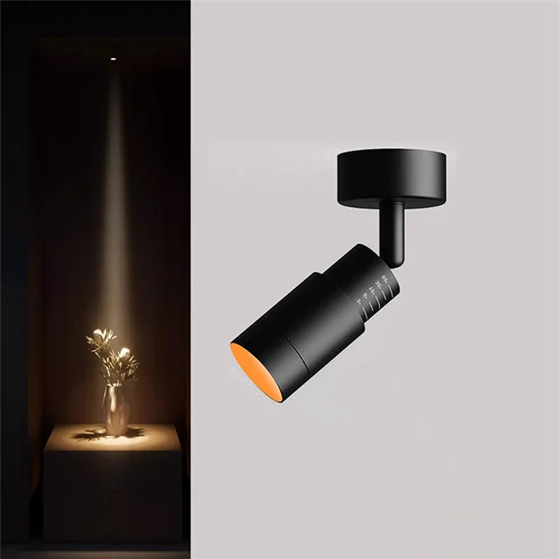 ABKO-Ceiling Lamp Mini Small Mounted Led Spotlight Zoom Adjustable Angle Focus Spot 3-60 Degree Atmosphere