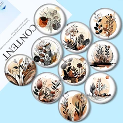 Boho Flowers Clipart 10 Uds 12mm/18mm/20mm/25mm foto redonda cabujón de cristal demostración parte posterior plana haciendo hallazgos