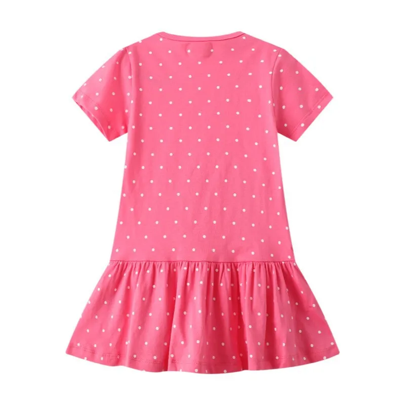 Jumping Meters New Arrival Dots Animals Embroidery Princess Girls Party Dresses Summer Short Sleeve Kids Frocks Baby Clothes