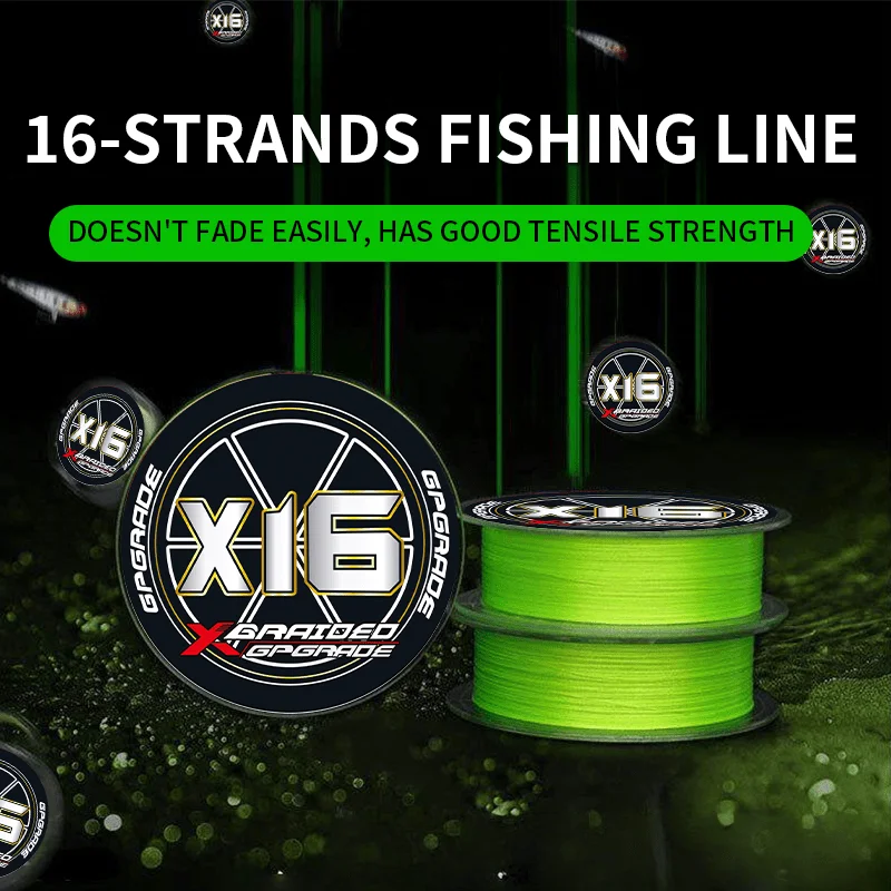 

16-strand green fishing line. suitable for fishing in saltwater and freshwater, and can be used as a gift for various festivals.