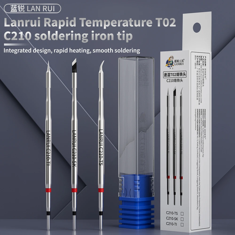 Lanrui T02 C210 Soldering Iron Tip Rapid Heating Integrated Oxygen Free Copper Multi Layer Plating for Phone Motherboard Repair