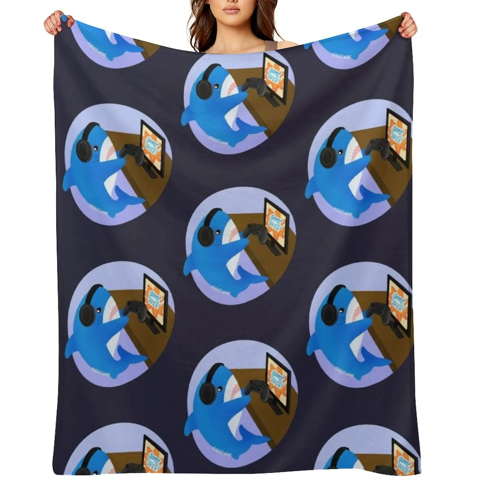 

Gamer Blahaj/shark Throw Blanket Thermal wednesday Thins warm winter Blankets