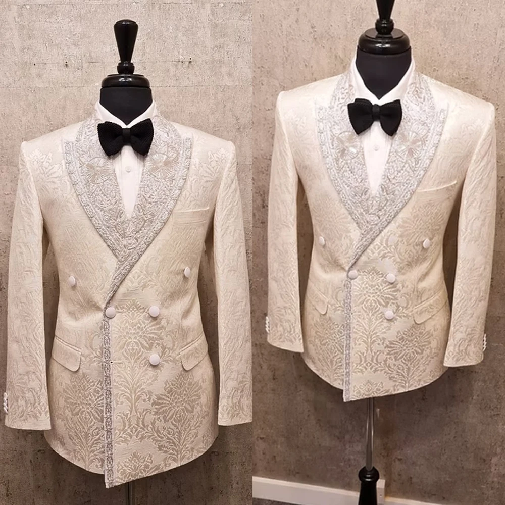 Veste à motif Floral 3D pour hommes, manteau à revers à Double boutonnage, une pièce, personnalisé, vêtements d'affaires formels