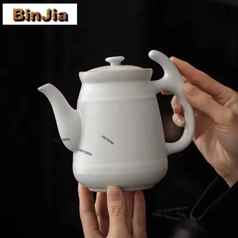 660ml Ancient White Handmade Teapot Household Boutique Filter Teapot Creative Pot Tea Maker Kettle Tea Items Supplies Decoration