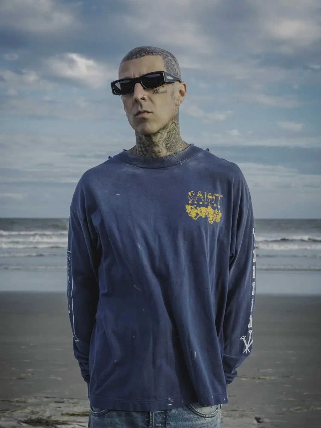 Saint Mx6 Babylon blue three nails washed vintage tee