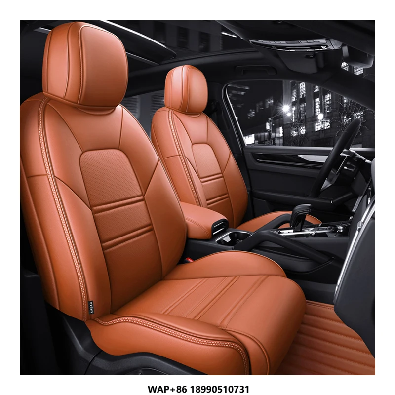 

Custom Fit Car Accessories Seat Covers Full Set Middle Perforated Genuine Leather Specific for Porsche Cayenne Macan Panamera