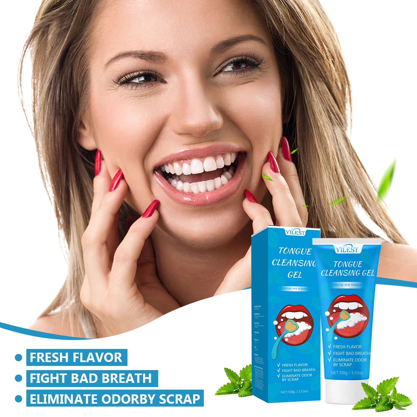 Tongue Scraper Tongue Coating Cleaning Gel Health Scraping Artifact Mint Flavor Fresh Breath To Remove Oral Odor Hygiene 100g