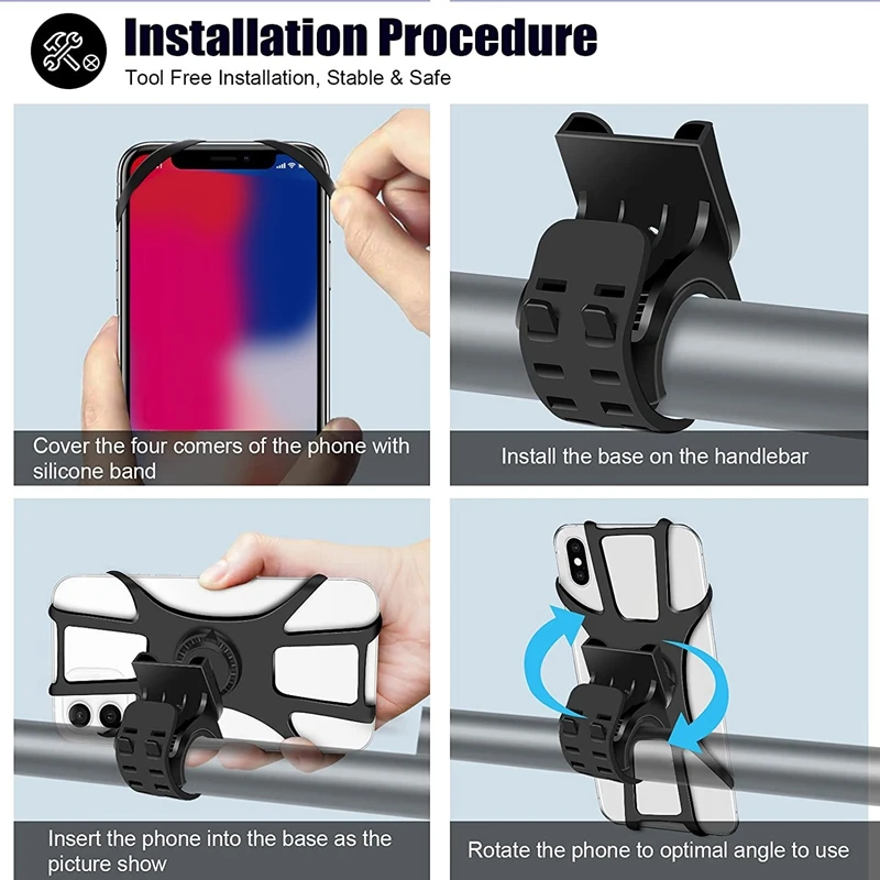 Motorcycle Handlebar Mobile Phone Holder 360° Rotatable And Adjustable Mobile Phone Holder For Bicycles And Motorcycles