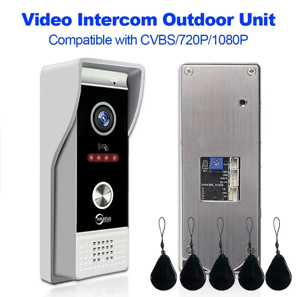 Doorbell Video Intercom Outdoor Unit Compatible with CVBS/720P/1080P IP65 Waterproof Infrared Night Vision with RFID Card